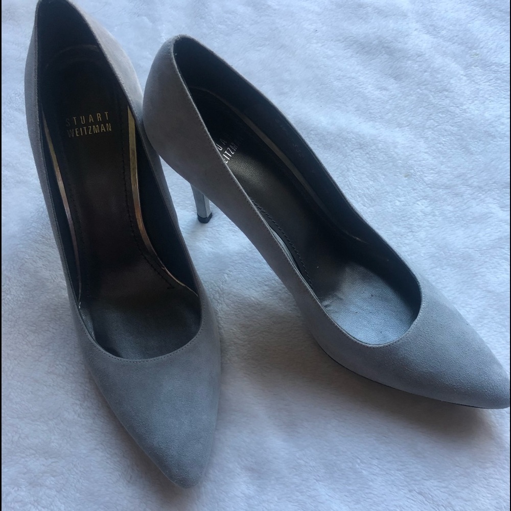 Grey suede heels, size US 9, WORN ONCE